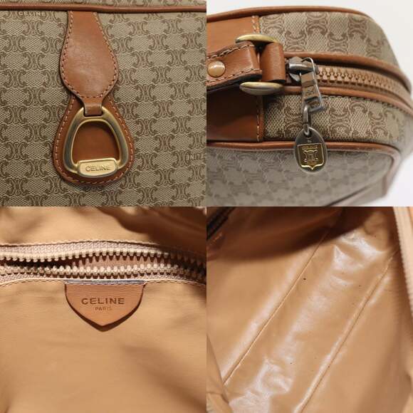 CELINE Macadam Canvas Shoulder Bag Beige Gold - Picture 11 of 12